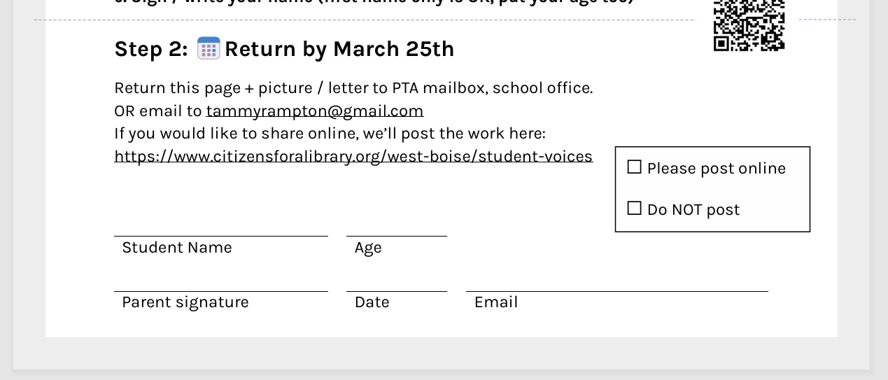 Printable information / permission form